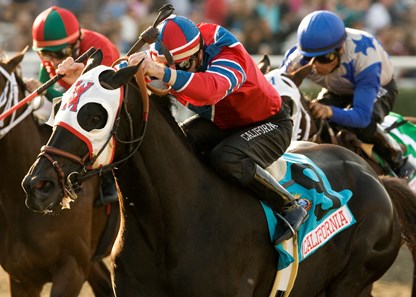 Bold Chieftain and jockey Russell Baze win the $500,000 Sunshine Millions Classic Jan. 30, 2010, at Santa Anita Park.
