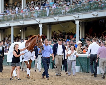 Paid Up Subscriber wins the Fleur de Lis (gr. II), Wise Dan parading and Pleuven with Channing Hill wins the Wise Dan (gr. II)
at Churchill Downs on June 18, 2016.