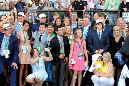 Creator with Irad Ortiz Jr. wins the Belmont Stakes (gr. I). Tom Ryan, left, and Walden family etc in winner circle
Training and schooling with Belmont Stakes contenders at Belmont Park in Elmont, New York on June 10, 2016.