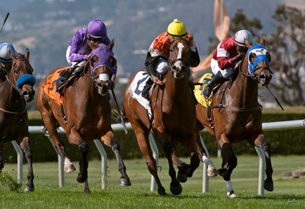 Russell Baze guides Central Heat to victory in the Golden Poppy Stakes at Golden Gate Fields May 14, 2015.