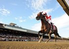 Songbird wins the 2016 Coaching Club American Oaks.
