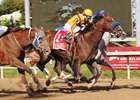 Cyrus Alexander #1 with Rafael Bejarano riding wins the 2016 Frosted Stakes at Parx Racing in Bensalem, Pennsylvania on September 24, 2016.
