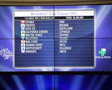 Draw for Distaff and Classic
Works at Santa Anita in preparation for 2016 Breeders' Cup on Oct. 31, 2016, in Arcadia, CA.