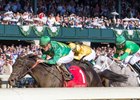 A big Keeneland crowd watches Irish Jasper win Thoroughbred Club of America (gr. II) Oct. 8