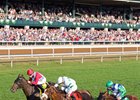 Time and Motion (center, #7) gets the victory in the Queen Elizabeth II Challenge Cup