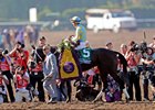 Trainer Mark Casse leads Classic Empire to the winners' circle, after winning the Breeders' Cup Juvenile