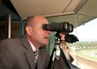 Michael Wrona calling races at Santa Anita Park