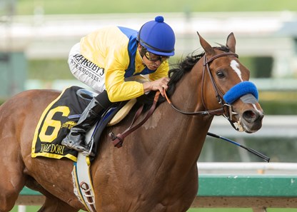 Vale Dori and jockey Mike Smith win the Grade II, $200,000 Santa Maria Stakes
