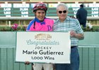 Mario Gutierrez after his 1,000th win with trainer Jerry Hollendorfer at Santa Anita Park