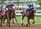 Cuddle Alert, outside, wins the 2017 Spring Fever Handicap