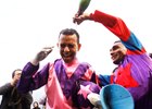 Jockey Joao Moreira celebrates eight wins at Sha Tin Racecourse