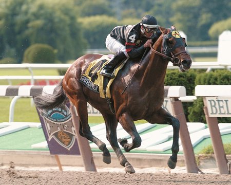 Ghostzapper captures the Tom Fool Stakes, Sunday at Belmont Park.