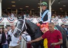 Tapwrit draped in flowers after his win in the Tampa Bay Derby
