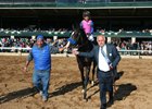 George Krikorian (right) leads Big Score following his Transylvania Stakes win in April