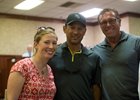 Consignors Liz Crow and Paul Sharp with trainer Jeff Mullins