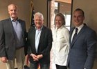 Arthur Hancock, Frank Stronach, Staci Hancock, and USADA CEO Travis Tygart April 24 in Lexington