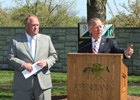 Bill Thomason announces major enhancements to the Keeneland September Yearling Sale as Bob Elliston looks on