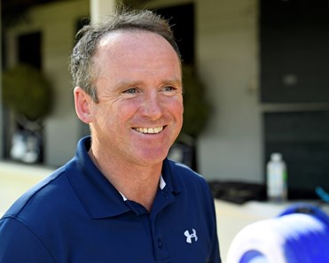 Brendan Walsh
Senior Investment with Channing Hill and Multiplier with Brendan Walsh have their final works at Keeneland
May 14, 2017 Keeneland in Lexington, Kentucky.
