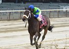 By the Moon secures the May 5 Vagrancy Handicap by 1 3/4 lengths over a sealed Belmont track