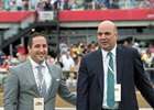 New York Thoroughbred Breeders Executive Director Jeffrey Cannizzo and New York Racing Association senior vice president of racing operations Martin Panza