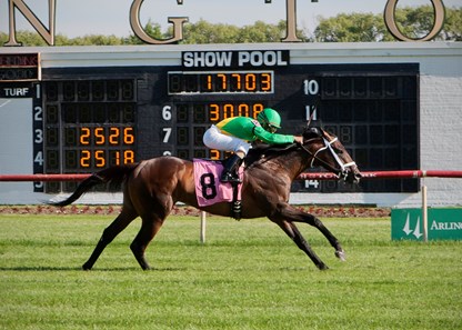 Cowboy Culture wins the 2017 Arlington Classic, jockey Shaun Bridmohan up