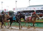 Limousine Liberal holds off Awesome Slew (inside) in the Churchill Downs Stakes