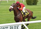 Zhukova winning the Man o' War Stakes in May at Belmont Park