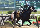 Chalon sprints down the Belmont stretch to take the Jersey Girl Stakes by 6 1/2 lengths