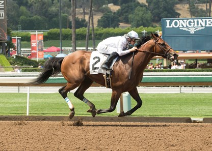 Battle of Midway and jockey Flavien Prat win the G3, $100,000 Affirmed Stakes, Saturday, June 24, 2017 at Santa Anita Park, Arcadia CA.