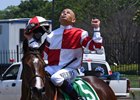 Songbird and Mike Smith after their Ogden Phipps Stakes win