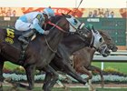 Eagle (inside) wins the Michael G. Schaefer Memorial Stakes
