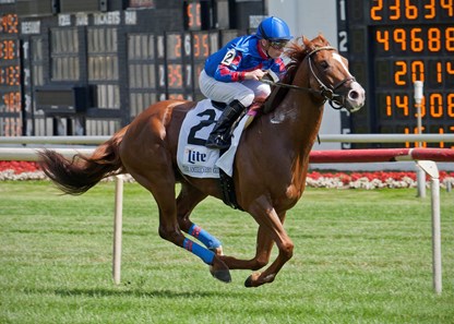 Sonic Boom winning The American Derby at Arlington International, July 8th, 2017. jockey Julien Leparoux up