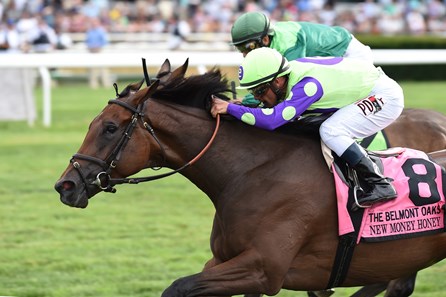 New Money Honey wins the 2017 Belmont Oaks Invitational