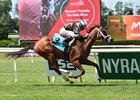 Cherry Lodge was free and clear to win Belmont's fifth race over highly touted Rubilinda