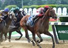 Practical Joke wins the July 8 Dwyer Stakes at Belmont Park