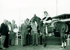 Leonard Lavin holds the reins of Convenience after taking the 1972 Sequoia Handicap at Hollywood Park