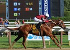 Gun Runner wins the 2017 Whitney Stakes carrying Cautious Giant's shoe in his tail