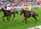 Marsha (left) catches Lady Aurelia at the wire to win the Nunthorpe Stakes