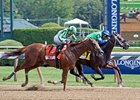 By the Moon holds off Highway Star to win the Ballerina Stakes at Saratoga Race Course