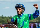 Rajiv Maragh aboard By the Moon after winning the Aug. 26 Ballerina at Saratoga Race Course