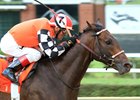 Colonelsdarktemper finishes a length in front in the Aug. 5 West Virginia Derby