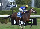 Orbolution gets by Mentality in the stretch to score a 4 3/4 length victory in the P.G. Johnson Stakes