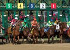 Keen Ice goes to his nose at the start of the Whitney as the field heads out of the gate Aug. 5