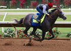 Arrogate clipped off a solid seven-furlong drill in 1:25 1/5 at Del Mar Aug. 8