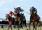 March X Press gallops home with her ears pricked in the Bolton Landing Stakes at Saratoga Race Course