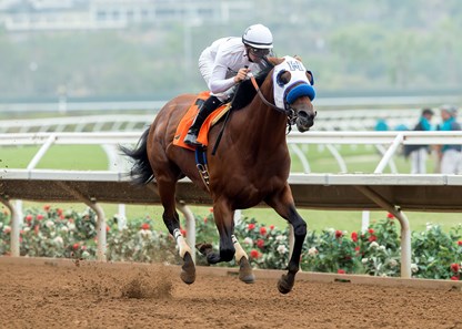 Battle of Midway and jockey Flavien Prat win the $100,000 Shared Belief Stakes, Saturday, August 26, 2017 at Del Mar Thoroughbred Club, Del Mar CA.