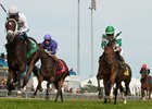 Enstone (left) wins the Ontario Colleen Stakes over Grizzel