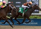 Emma-Jayne Wilson guiding Like What I See to victory in the 2017 Colin Stakes