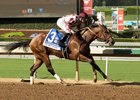Undefeated Moonshine Memories wins the Chandelier Stakes at Santa Anita Park