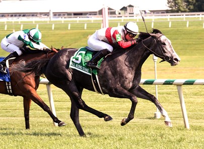 On Leave wins the 2017 All Along Stakes